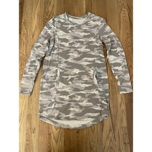Athleta gray camo lux long long‎ sleeve tunic sweater size S